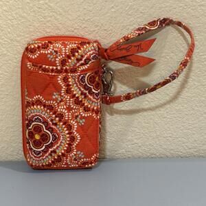 Vera Bradley Paprika Orange Wallet Wristlet Quilted Zip ID Card Storage Case